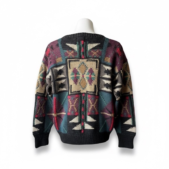 BOSTON TRADERS Vintage Hand Knit Geometric Sweater, Medium - Picture 7 of 12